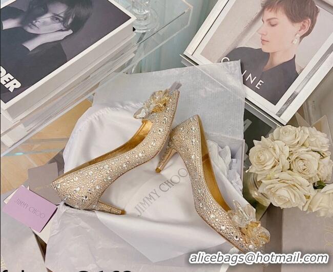 Crafted Jimmy Choo Crystal Pumps 6.5cm Gold 111687