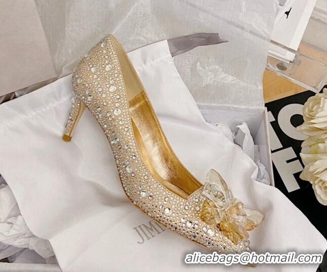 Crafted Jimmy Choo Crystal Pumps 6.5cm Gold 111687