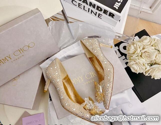 Crafted Jimmy Choo Crystal Pumps 6.5cm Gold 111687