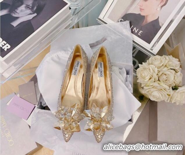 Crafted Jimmy Choo Crystal Pumps 6.5cm Gold 111687