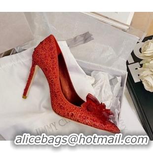 Luxury Jimmy Choo Crystal Pumps 10cm Red 111689