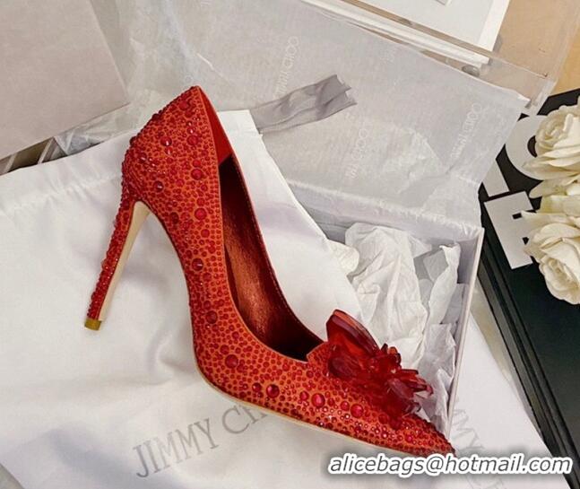 Luxury Jimmy Choo Crystal Pumps 10cm Red 111689