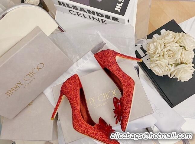 Luxury Jimmy Choo Crystal Pumps 10cm Red 111689