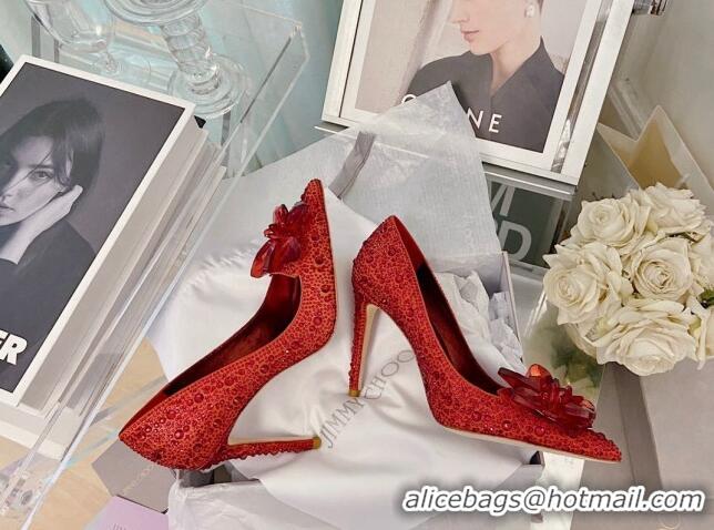 Luxury Jimmy Choo Crystal Pumps 10cm Red 111689