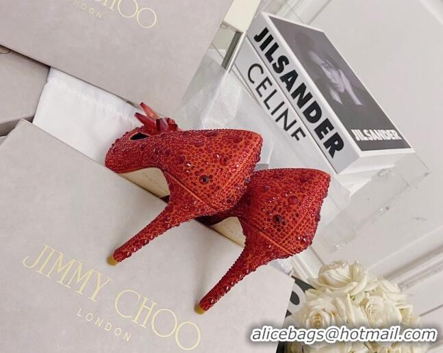 Luxury Jimmy Choo Crystal Pumps 10cm Red 111689