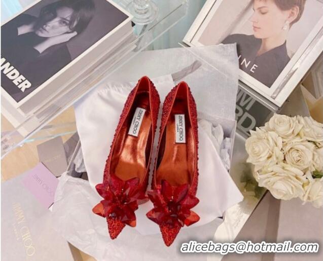 Best Price Jimmy Choo Crystal Pumps 6.5cm Red 111691