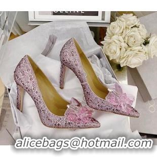 Luxury Jimmy Choo Crystal Pumps 10cm Pink 111693