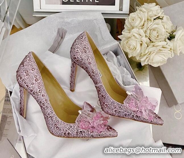 Luxury Jimmy Choo Crystal Pumps 10cm Pink 111693