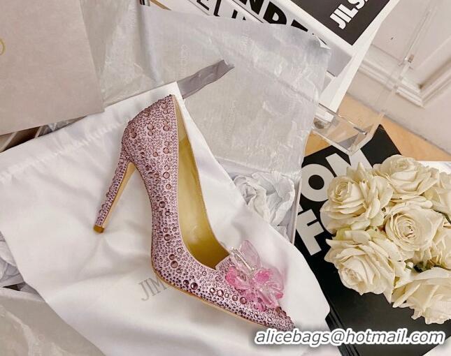 Luxury Jimmy Choo Crystal Pumps 10cm Pink 111693