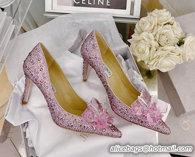 Luxury Jimmy Choo Crystal Pumps 10cm Pink 111693