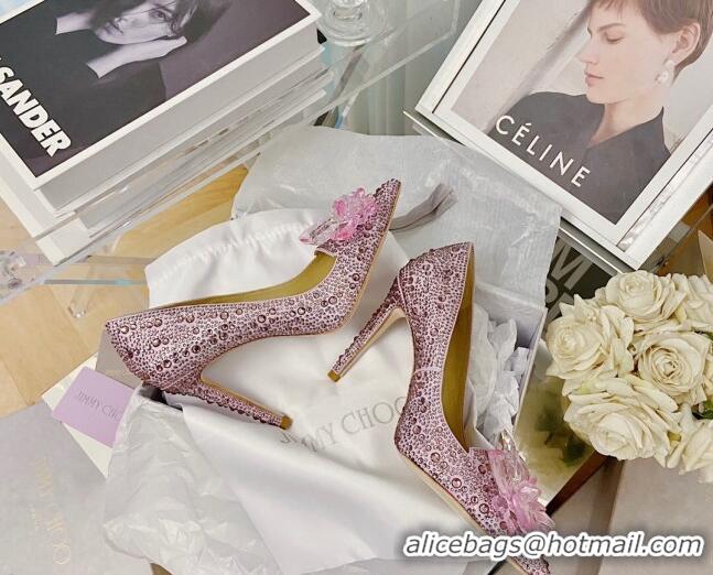 Luxury Jimmy Choo Crystal Pumps 10cm Pink 111693