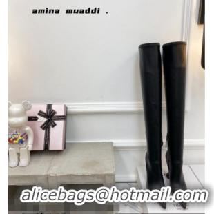 Top Quality Amina Muaddi Calfskin Over-Knee High Boots 9.5cm Black 111213