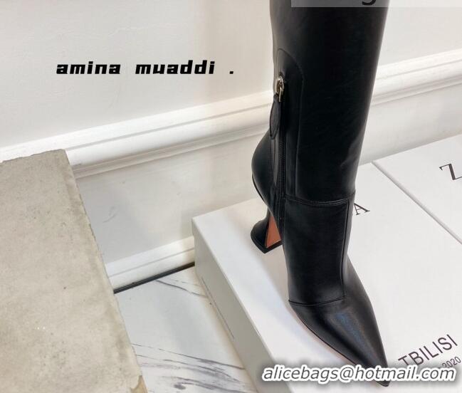 Top Quality Amina Muaddi Calfskin Over-Knee High Boots 9.5cm Black 111213