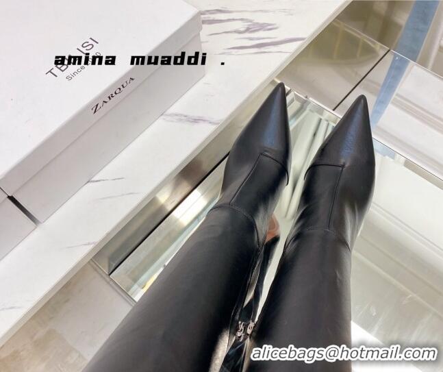 Top Quality Amina Muaddi Calfskin Over-Knee High Boots 9.5cm Black 111213