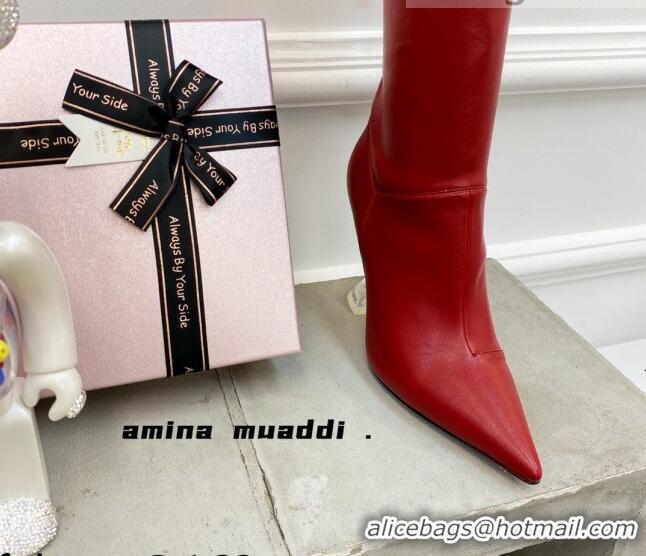 Good Taste Amina Muaddi Calfskin Over-Knee High Boots 9.5cm Red 111216