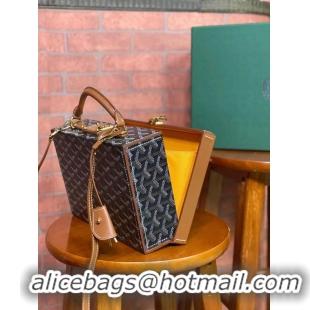 Buy Discount Goyard Regina Box Bag GY1408 Black And Tan