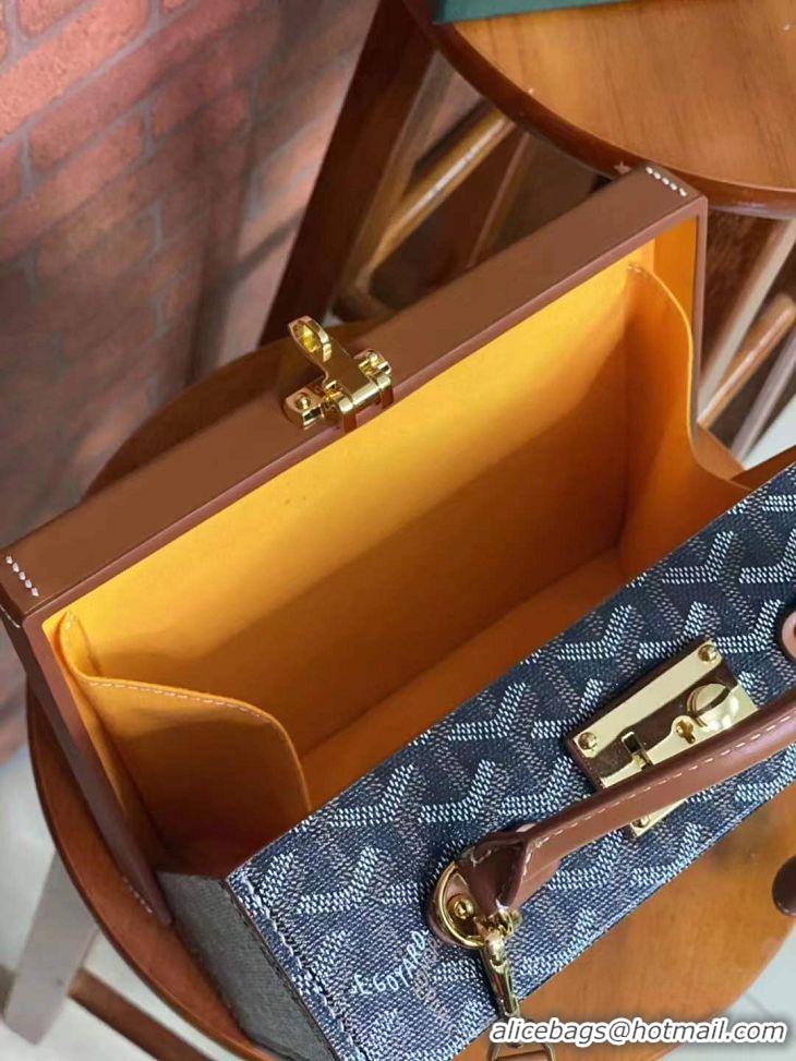 Buy Discount Goyard Regina Box Bag GY1408 Black And Tan