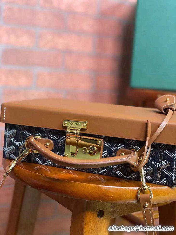 Buy Discount Goyard Regina Box Bag GY1408 Black And Tan