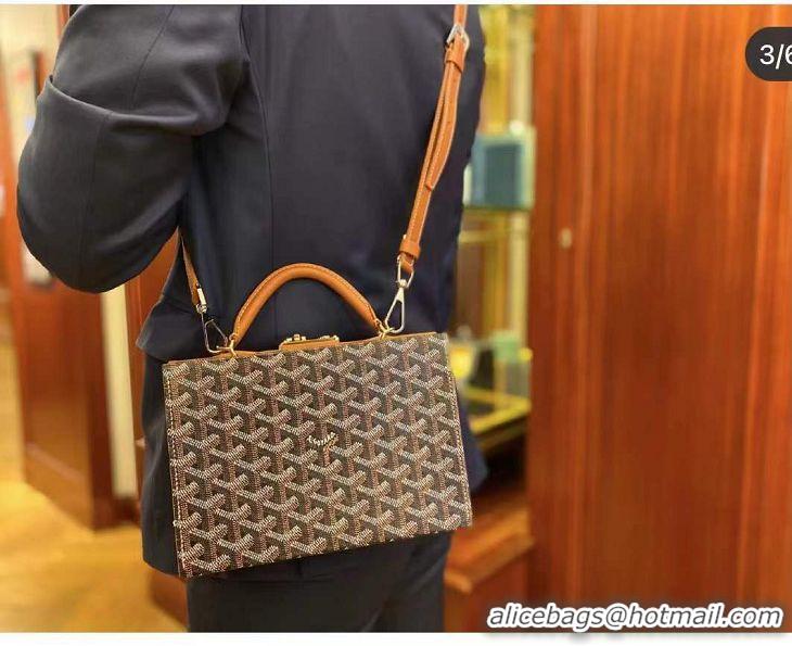 Buy Discount Goyard Regina Box Bag GY1408 Black And Tan