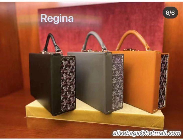 Buy Discount Goyard Regina Box Bag GY1408 Black And Tan