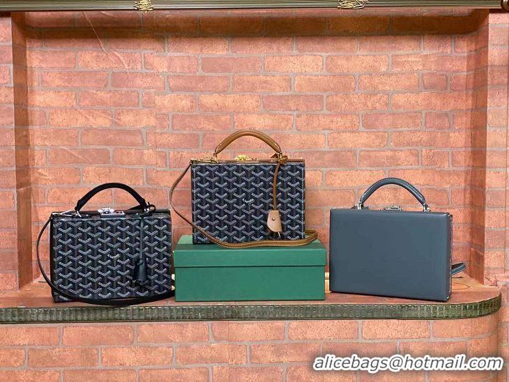 Buy Discount Goyard Regina Box Bag GY1408 Black And Tan