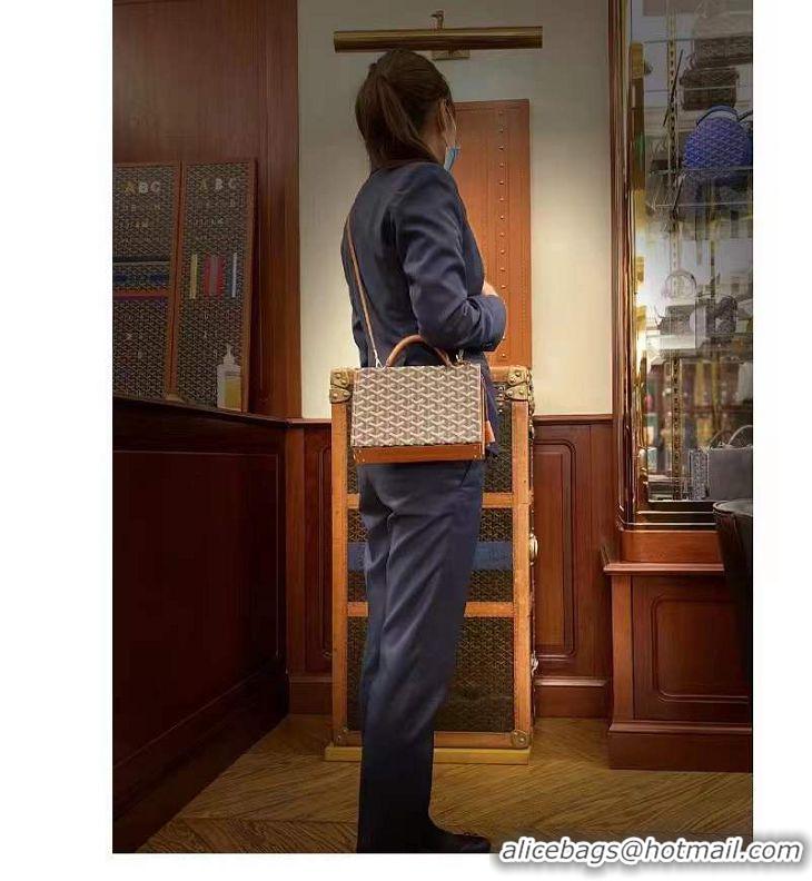 Buy Discount Goyard Regina Box Bag GY1408 Black And Tan