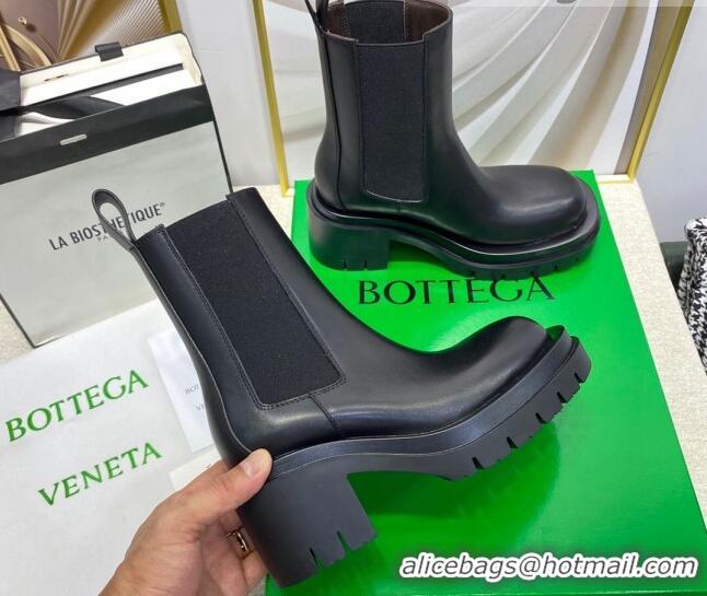 Perfect Bottega Veneta Lug Calfskin Chelsea Short Boots 111308 Black