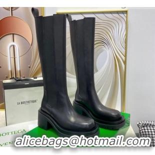 Best Design Bottega Veneta Lug Calfskin Chelsea High Boots 111309 Black