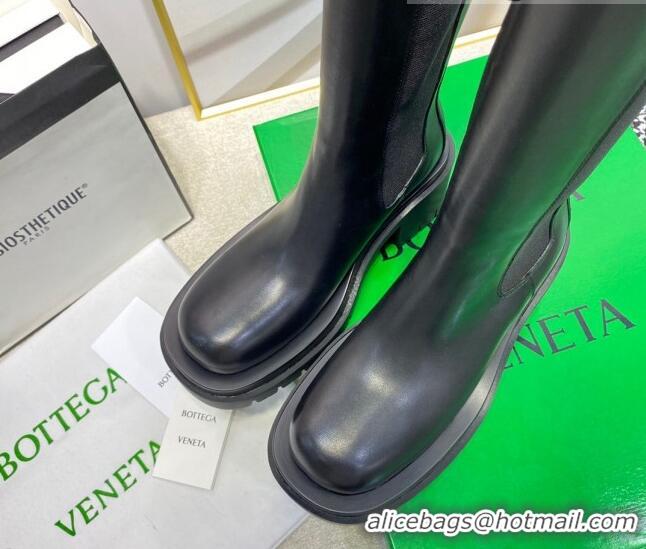 Best Design Bottega Veneta Lug Calfskin Chelsea High Boots 111309 Black