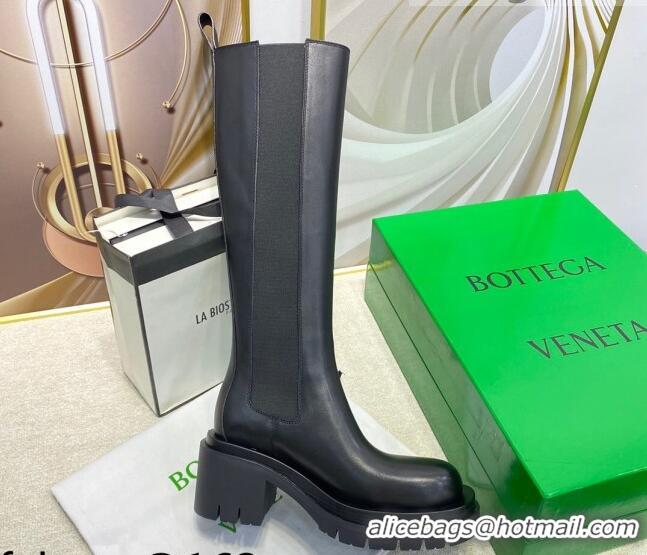 Best Design Bottega Veneta Lug Calfskin Chelsea High Boots 111309 Black