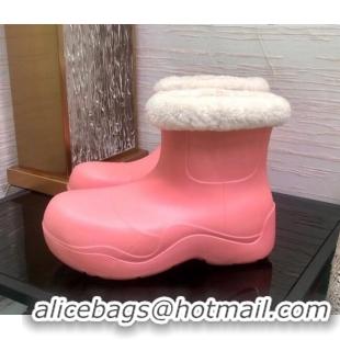 Best Design Bottega Veneta The Puddle Rubber Wool Short Boots 111314 Light Pink