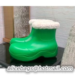 Super Quality Bottega Veneta The Puddle Rubber Wool Short Boots Green 111315 