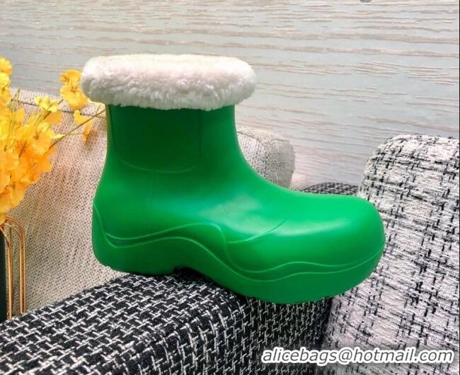 Super Quality Bottega Veneta The Puddle Rubber Wool Short Boots Green 111315 