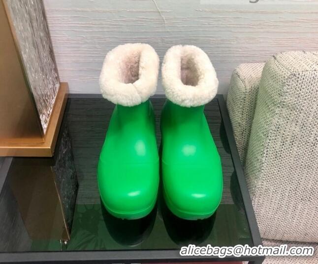 Super Quality Bottega Veneta The Puddle Rubber Wool Short Boots Green 111315 