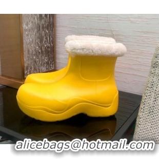 Low Cost Bottega Veneta The Puddle Rubber Wool Short Boots 111315 Yellow