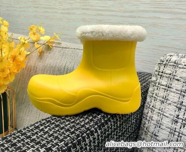 Low Cost Bottega Veneta The Puddle Rubber Wool Short Boots 111315 Yellow