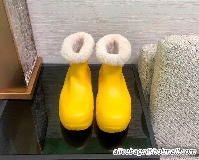 Low Cost Bottega Veneta The Puddle Rubber Wool Short Boots 111315 Yellow