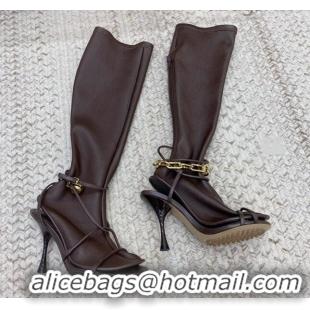 Most Popular Bottega Veneta Dot Charm Leather Sock Lambskin High Boots Fondant Brown 111319