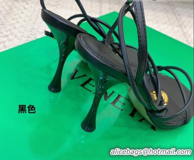 Good Quality Bottega Veneta Dot Charm Lambskin Sandals Black 111320