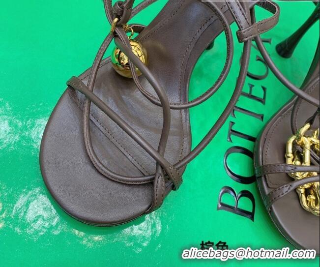 Custom Bottega Veneta Dot Charm Lambskin Sandals Brown 111321