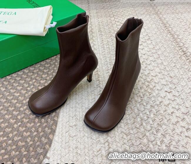 Best Design Bottega Veneta Bloc Lambskin Ankle Short Boots 111323 Chocolate Brown