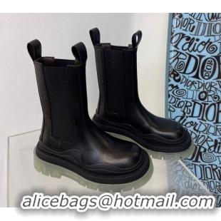 Top Design Bottega Veneta Tire Calfskin Mid-Calf Chelsea Boots Black/Grey 112050