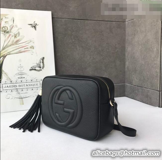 Top Quality Gucci Soho Small Leather Interlocking G Tassel Disco Camera Bag 308364 Black