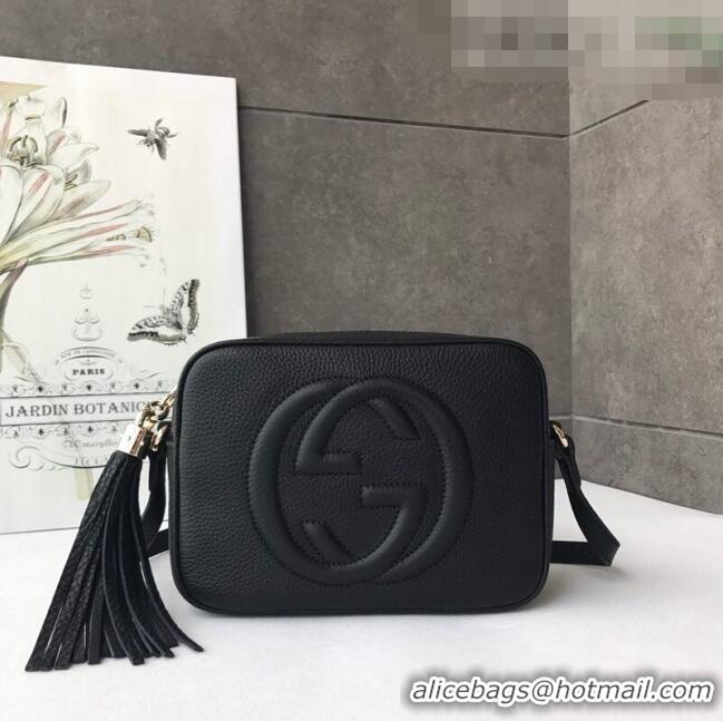 Top Quality Gucci Soho Small Leather Interlocking G Tassel Disco Camera Bag 308364 Black