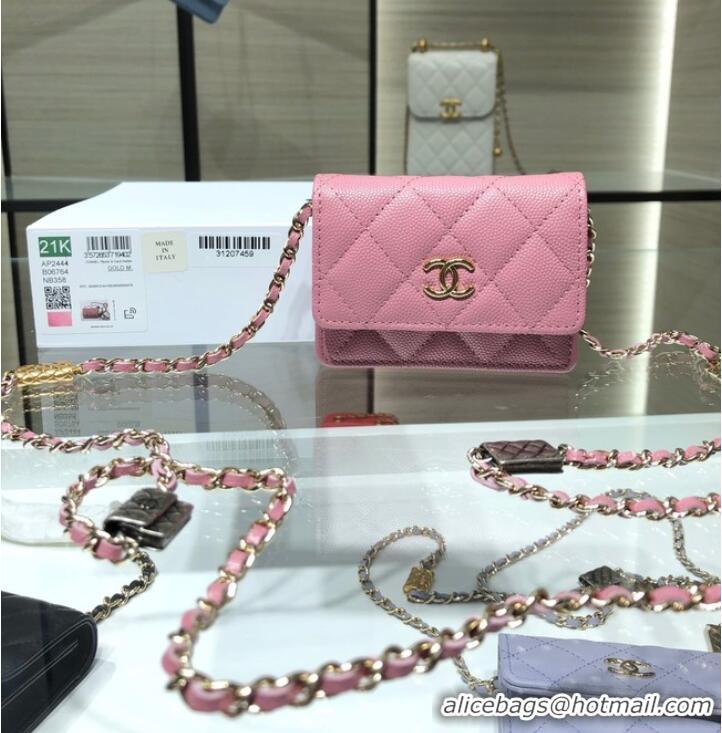 Famous Brand Chanel mini leather Shoulder Bag AP2444 Pink