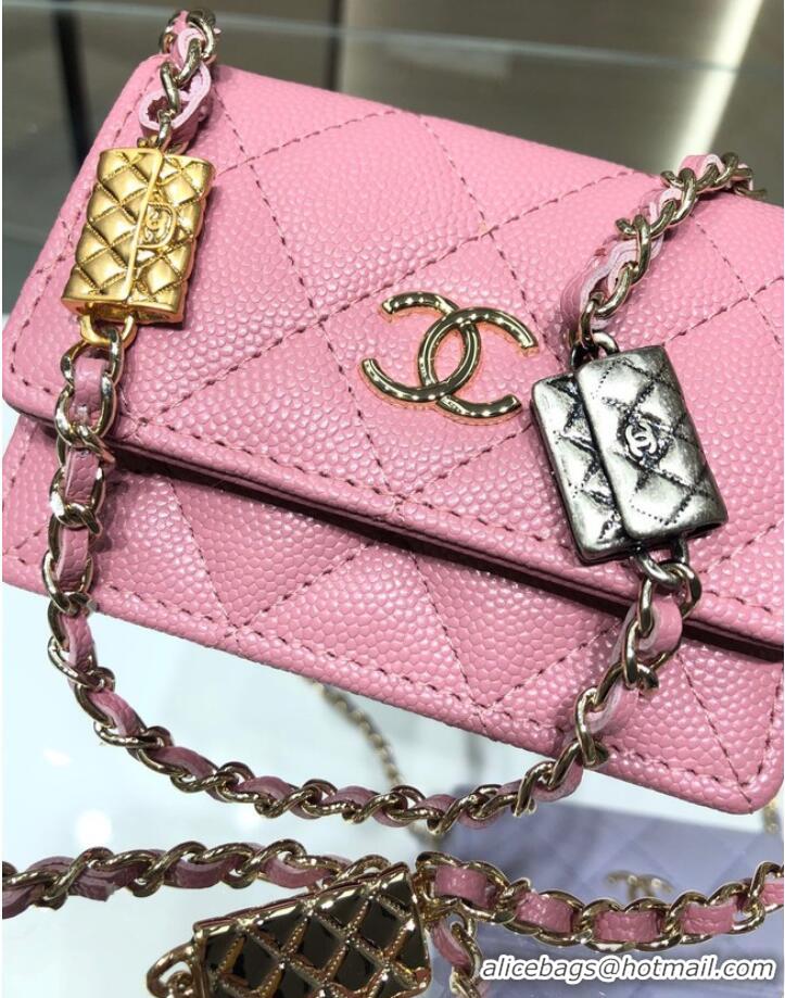 Famous Brand Chanel mini leather Shoulder Bag AP2444 Pink