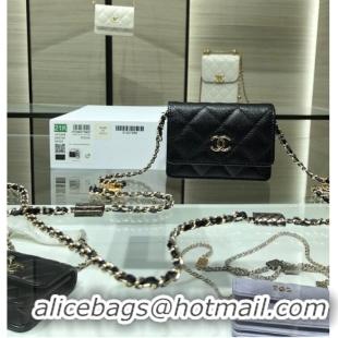 Buy Inexpensive Chanel mini leather Shoulder Bag AP2444 black