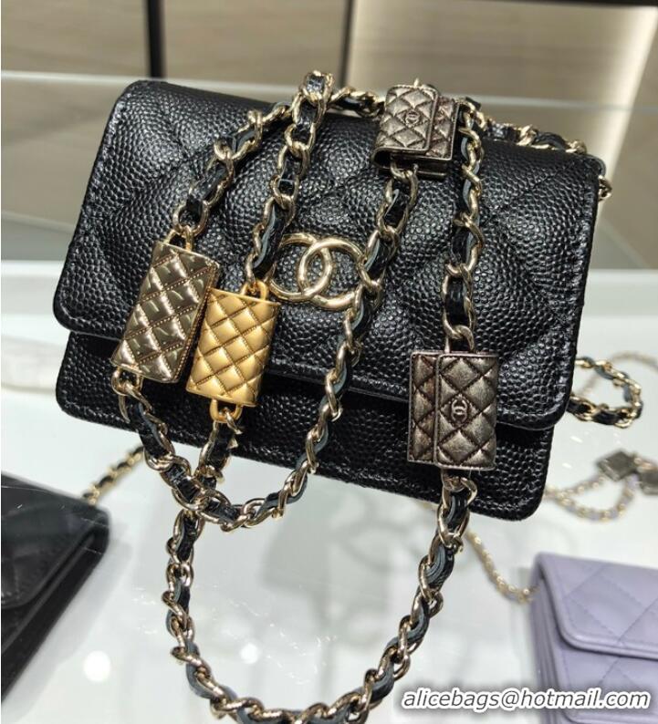 Buy Inexpensive Chanel mini leather Shoulder Bag AP2444 black