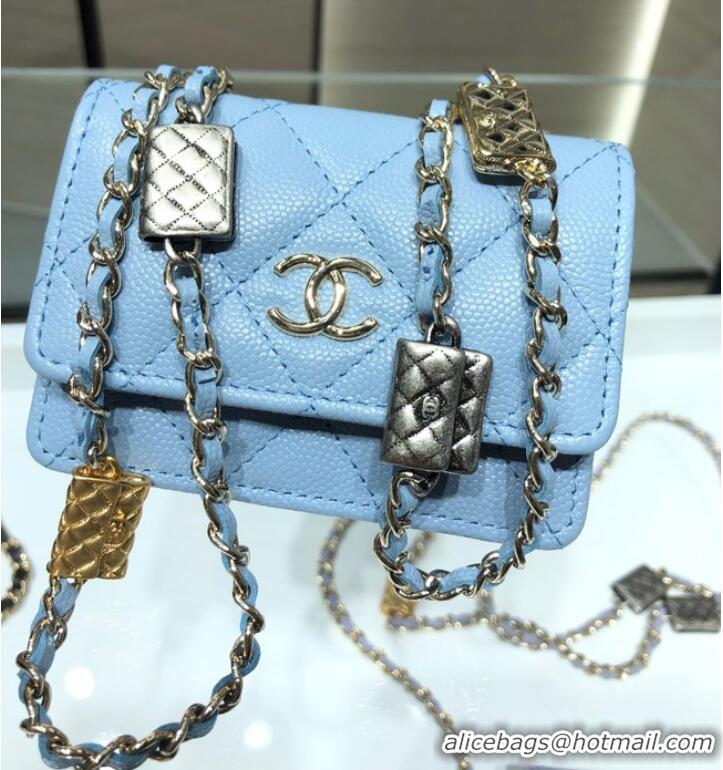 Top Quality Chanel mini leather Shoulder Bag AP2444 sky blue