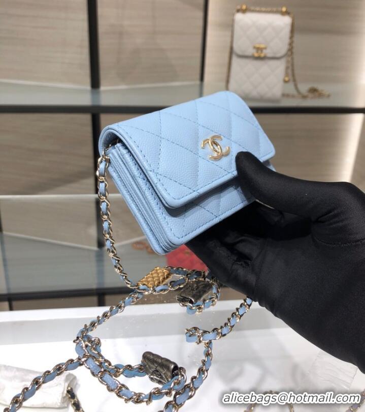 Top Quality Chanel mini leather Shoulder Bag AP2444 sky blue